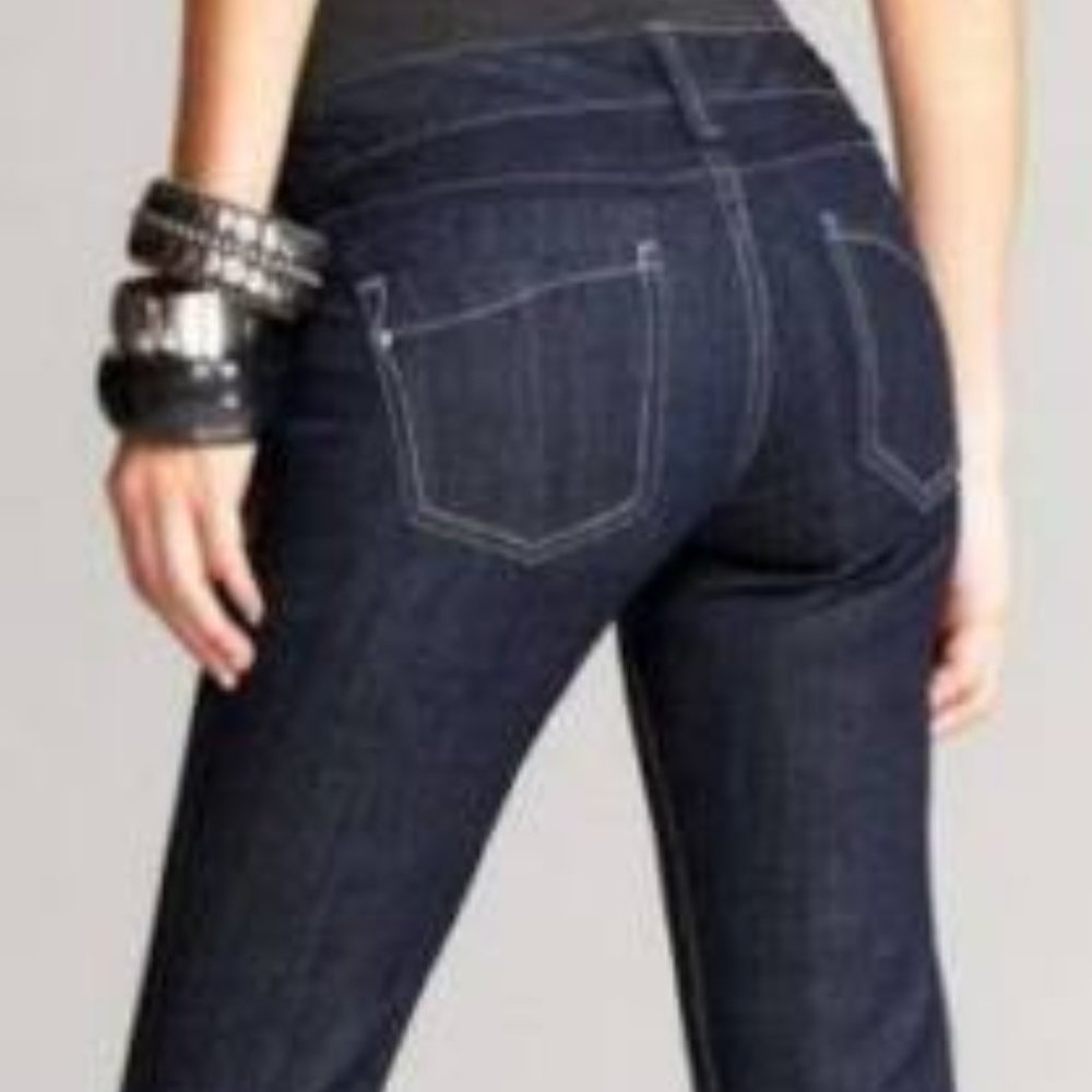 Express - Zelda Barely Boot, Slim Fit, Ultra Low Rise, Dark Wash Jeans, Sz 8R